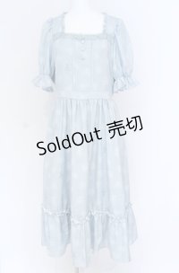 m petit by misako / NINA'S 花柄スクエアネックワンピース LL サックス O-25-07-31-1149-LO-OP-OW-OS