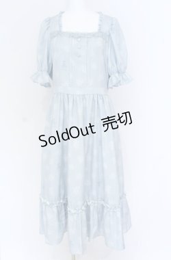 画像1: m petit by misako / NINA'S 花柄スクエアネックワンピース LL サックス O-25-07-31-1149-LO-OP-OW-OS
