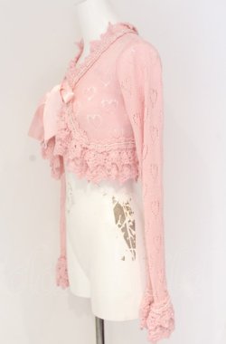 画像2: Angelic Pretty / ハート透かしサテンリボンニットボレロ  ピンク O-25-07-31-1154-AP-TO-OW-OS