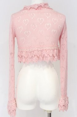 画像3: Angelic Pretty / ハート透かしサテンリボンニットボレロ  ピンク O-25-07-31-1154-AP-TO-OW-OS