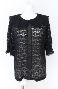 m petit by misako / AOKレースブラウス LL クロ O-25-07-31-1170-LO-BL-OW-OS
