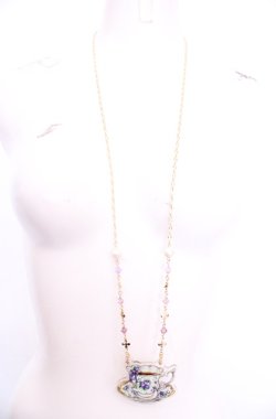 画像2: Enchantlic Enchantilly / すみれのティーカップネックレス  ラベンダー O-25-07-31-1018-LO-AC-OW-OS