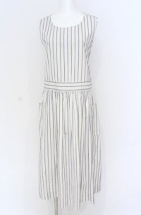 Jane Marple / Satin stripe apron dress ドレス M オフ O-25-07-31-1175-JM-OP-IG-OS