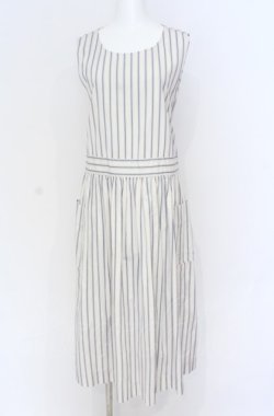 画像1: Jane Marple / Satin stripe apron dress ドレス M オフ O-25-07-31-1175-JM-OP-IG-OS