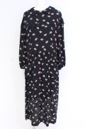 Jane Marple Dans Le Salon / Floating flowers afternoon dress ドレス M ネイビー O-25-07-31-1176-JM-OP-IG-OS