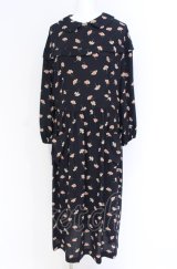 Jane Marple Dans Le Salon / Floating flowers afternoon dress ドレス M ネイビー O-25-07-31-1176-JM-OP-IG-OS