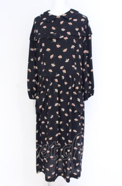 画像1: Jane Marple Dans Le Salon / Floating flowers afternoon dress ドレス M ネイビー O-25-07-31-1176-JM-OP-IG-OS