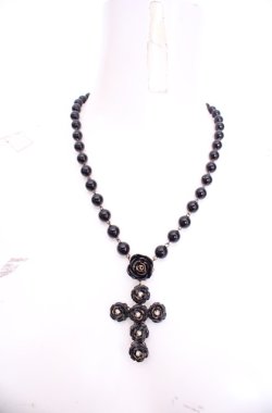 画像2: hanakabeads / 黒薔薇クロスのネックレス  クロ O-25-07-31-1019-LO-AC-OW-OS