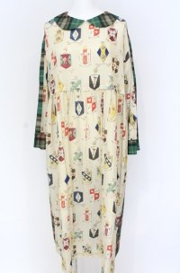 Jane Marple / Flower crests・tartan check 2way dress M オフ O-25-07-31-1178-JM-OP-IG-OS