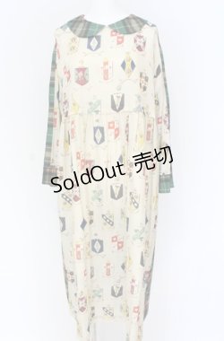 画像1: Jane Marple / Flower crests・tartan check 2way dress M オフ O-25-07-31-1178-JM-OP-IG-OS