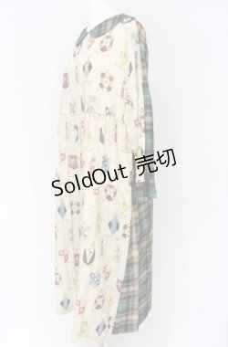 画像2: Jane Marple / Flower crests・tartan check 2way dress M オフ O-25-07-31-1178-JM-OP-IG-OS