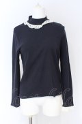 Jane Marple / Royal-fraise lace-trim pullover M ネイビー O-25-07-31-1181-JM-OP-IG-OS