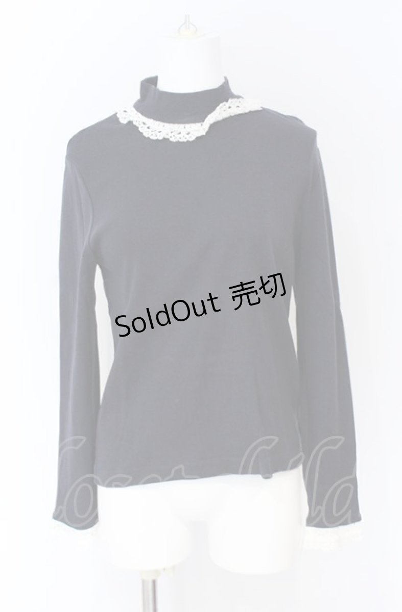画像1: Jane Marple / Royal-fraise lace-trim pullover M ネイビー O-25-07-31-1181-JM-OP-IG-ZT464 (1)