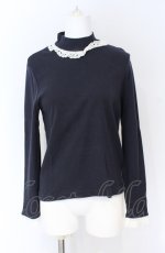画像1: Jane Marple / Royal-fraise lace-trim pullover M ネイビー O-25-07-31-1181-JM-OP-IG-ZT464 (1)