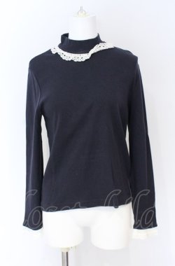 画像1: Jane Marple / Royal-fraise lace-trim pullover M ネイビー O-25-07-31-1181-JM-OP-IG-OS