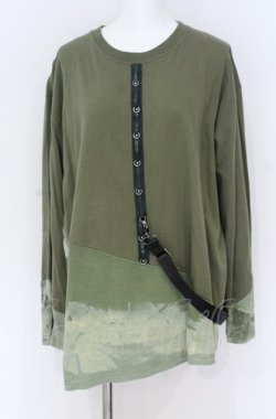 画像1: Ozz conte / 染めハーネスカットソー  グリーン O-25-07-31-1183-OO-TO-IG-OS