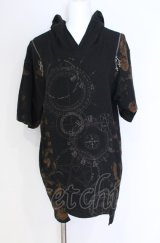 Desoro Works / Shoulder zip hoodie T-Shirt Tシャツ  ブラック O-25-07-31-1184-PU-TO-IG-OS