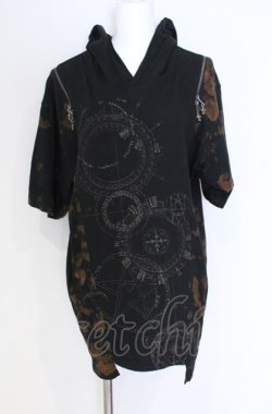画像1: Desoro Works / Shoulder zip hoodie T-Shirt Tシャツ  ブラック O-25-07-31-1184-PU-TO-IG-OS