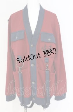 画像1: Ozz conte / スクールカーディガン  レッド×ネイビー O-25-07-31-1189-OO-TO-IG-OS