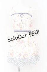 LIZ LISA / ストロベリーボンボン柄ワンピース  シロ×アオ O-25-07-31-1095-LO-OP-OW-OS