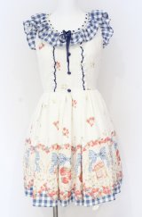 LIZ LISA / ストロベリージャムワンピース  シロ×アオ O-25-07-31-1201-LO-OP-OW-OS