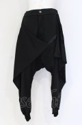 Ozz conte / フロッキーサルエルパンツ  ブラック O-25-07-31-1210-OO-PA-IG-OS