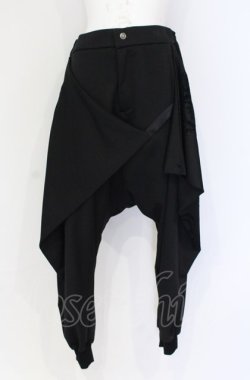 画像1: Ozz conte / フロッキーサルエルパンツ  ブラック O-25-07-31-1210-OO-PA-IG-OS