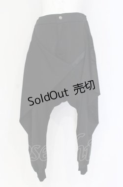 画像1: Ozz conte / フロッキーサルエルパンツ  ブラック O-25-07-31-1210-OO-PA-IG-ZS