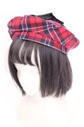 axes femme kawaii / タータンチェックベレー帽  アカ O-25-07-31-010-AX-AC-IG-OS
