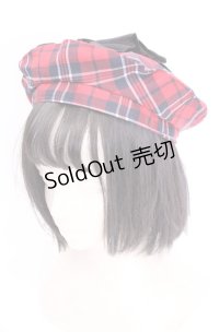 axes femme kawaii / タータンチェックベレー帽  アカ O-25-07-31-010-AX-AC-IG-ZT-K011