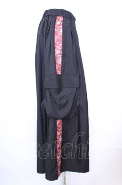 画像2: AXES-X / 陰陽師サイドライン袴パンツ M クロ×エンジ O-25-07-31-023-AX-PA-OW-OS