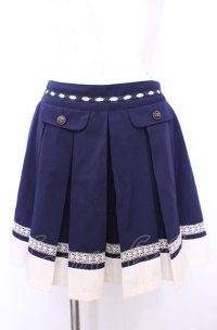 axes femme / バイカラープリーツキュロット M ネイビー O-25-07-31-025-AX-PA-OW-OS