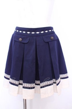 画像1: axes femme / バイカラープリーツキュロット M ネイビー O-25-07-31-025-AX-PA-OW-OS