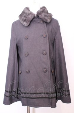 画像1: axes femme / ダブルボタンパイピングケープコート M グレー O-25-07-31-027-AX-CO-OW-OS