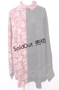 画像1: AXES-X / 陰陽師配色ドルマンシャツ L エンジ×クロ O-25-07-31-030-AX-BL-OW-OS