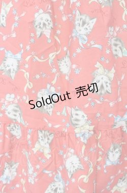 画像2: Physical Drop / ハンドメイドギャザー2段フリルスカート（ねこ柄）  アカ O-25-08-02-003-LO-SK-IG-OS