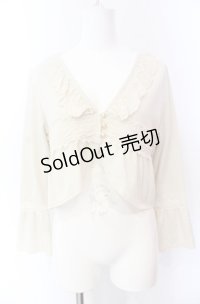 axes femme / 袖切替えレース使いボレロ M キナリ O-25-08-02-033-AX-TO-OW-OS