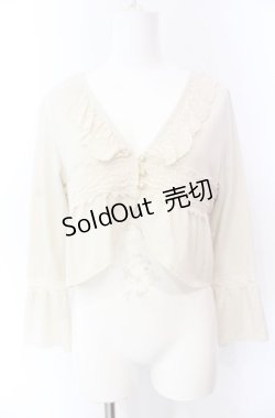 画像1: axes femme / 袖切替えレース使いボレロ M キナリ O-25-08-02-033-AX-TO-OW-OS