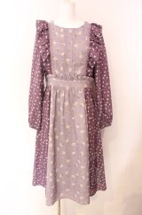 axes femme / 花柄切替ワンピース M パープル O-25-08-02-034-AX-OP-OW-OS