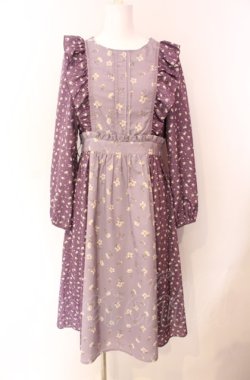 画像1: axes femme / 花柄切替ワンピース M パープル O-25-08-02-034-AX-OP-OW-OS