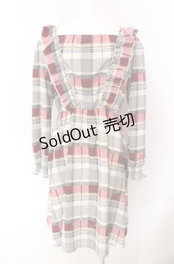 画像2: axes femme POETIQUE / はしごレース配色チェックワンピース M ピンク O-25-08-02-038-AX-OP-OW-OS