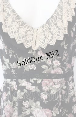 画像2: axes femme / 総バラ柄Backリボンワンピース M クロ O-25-08-02-039-AX-OP-OW-OS