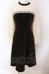 axes femme POETIQUE / コーデュロイ切り替えワンピース M ブラウン×キナリ O-25-08-02-040-AX-OP-OW-OS