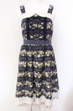 画像1: axes femme POETIQUE / バラ×マリンプリントワンピース M ネイビー O-25-08-02-041-AX-OP-OW-OS