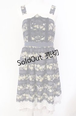 画像1: axes femme POETIQUE / バラ×マリンプリントワンピース M ネイビー O-25-08-02-041-AX-OP-OW-OS