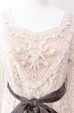 画像2: axes femme / パール配色レーシーワンピース M キナリ O-25-08-02-043-AX-OP-OW-ZT258 (2)