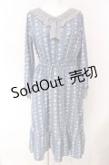axes femme POETIQUE / フラワーレトロワンピース M アオ O-25-08-02-044-AX-OP-OW-OS