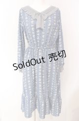 axes femme POETIQUE / フラワーレトロワンピース M アオ O-25-08-02-044-AX-OP-OW-OS
