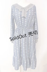 axes femme POETIQUE / フラワーレトロワンピース M アオ O-25-08-02-044-AX-OP-OW-OS