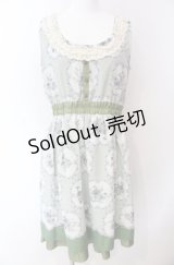 axes femme / 花×ストライプ柄ノースリワンピース M グリーン O-25-08-02-045-AX-OP-OW-OS